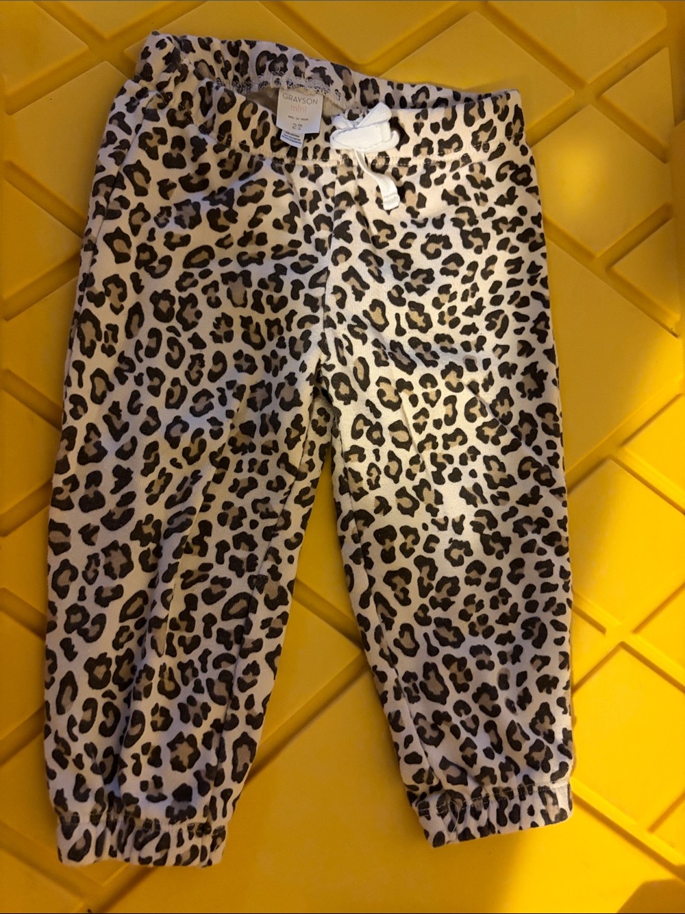 Grayson mini Kids Leopard Print Jogger Pants - Cream/Black